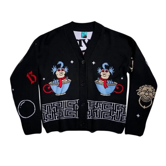 Labyrinth Unisex Adult Friends Knitted Cardigan / Black/Charcoal